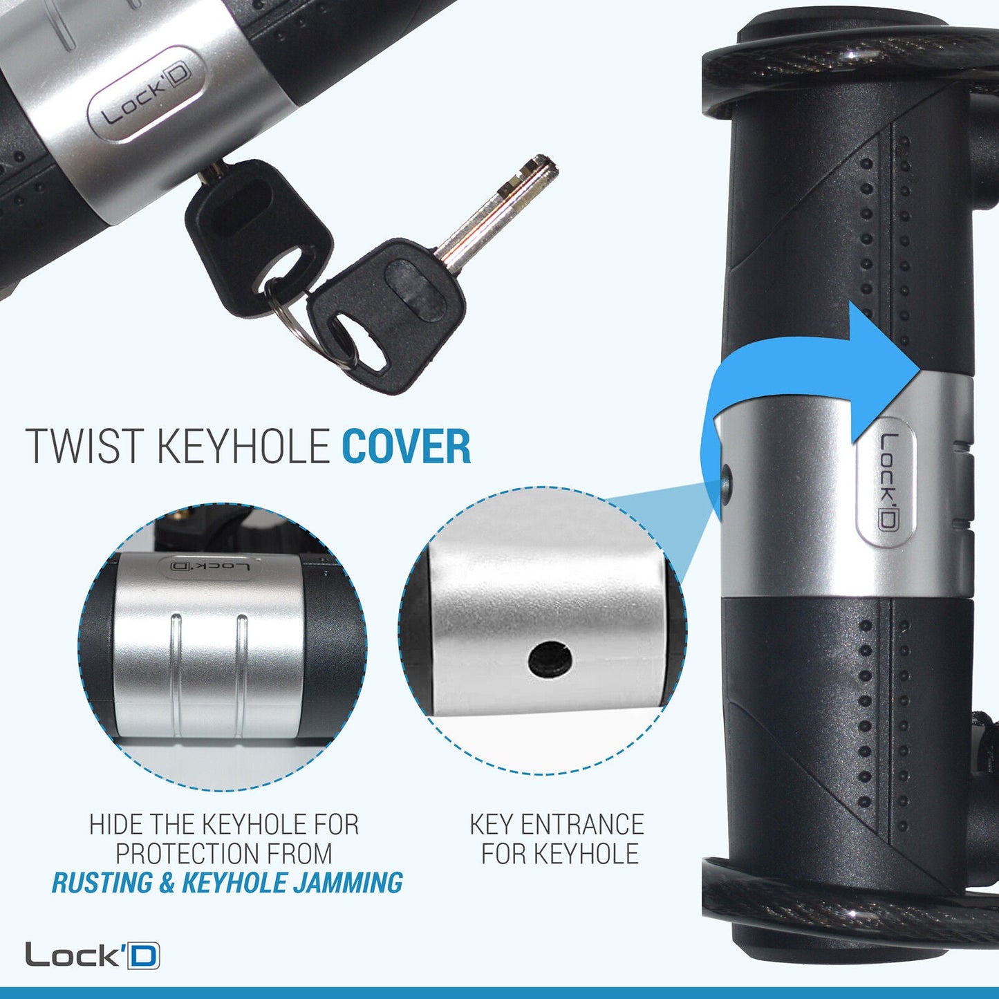 10 x U Shaped Bike Lock With Two Keys 1.8M Heavy Duty Cable With Bracket Bike D Lock