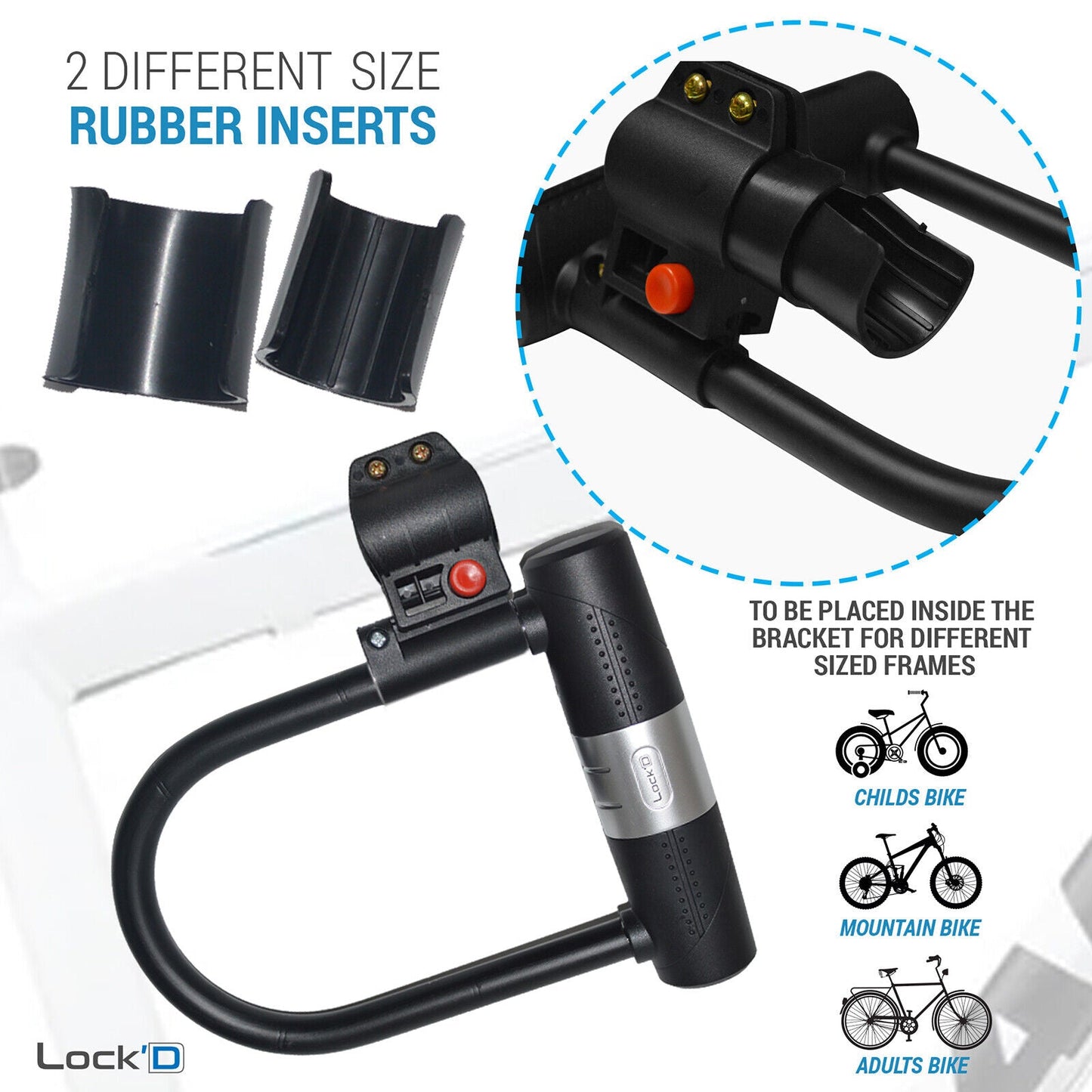 10 x U Shaped Bike Lock With Two Keys 1.8M Heavy Duty Cable With Bracket Bike D Lock