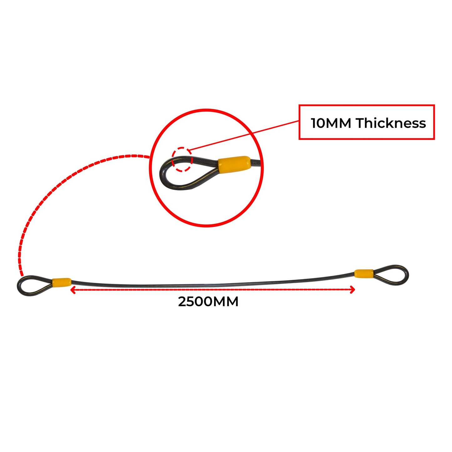 Bike Lock Cable 10MM Anti-theft Security Steel Double Loop Heavy Duty 1M / 2.5M / 3M / 4.6M / 9M - Buyers Hub